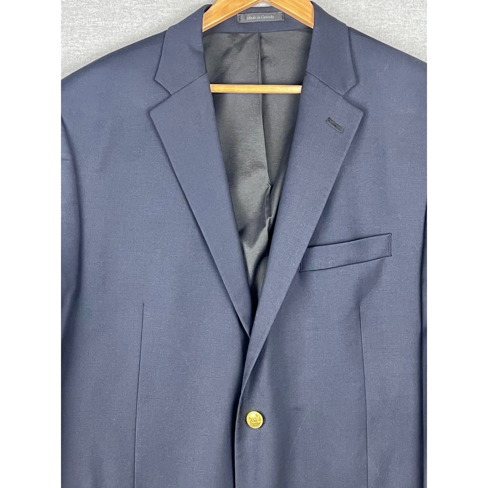 Lauren Ralph Lauren Mens Navy Blue‎ 100% Wool Gold Crest Button Blazer 46L